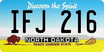 ND license plate IFJ216