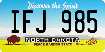 ND license plate IFJ985
