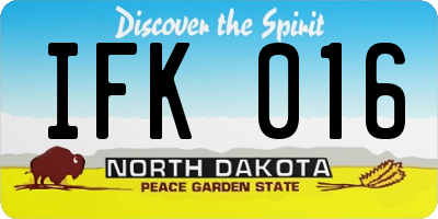 ND license plate IFK016