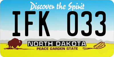 ND license plate IFK033