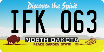 ND license plate IFK063