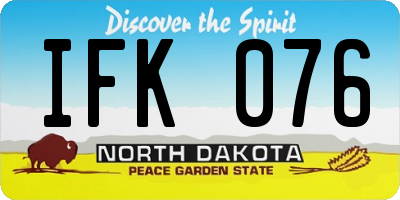 ND license plate IFK076