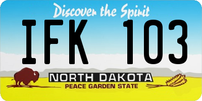 ND license plate IFK103