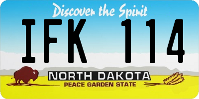 ND license plate IFK114