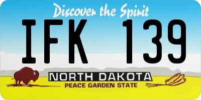 ND license plate IFK139