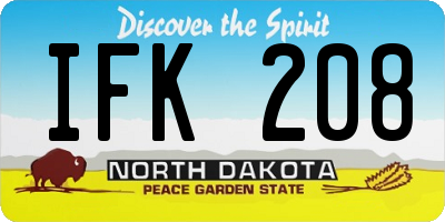 ND license plate IFK208