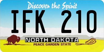ND license plate IFK210