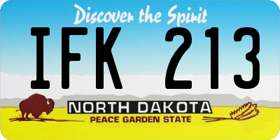 ND license plate IFK213