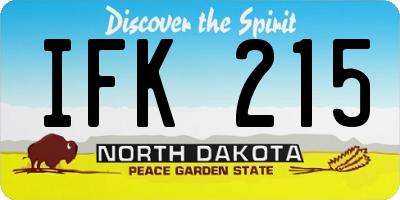 ND license plate IFK215