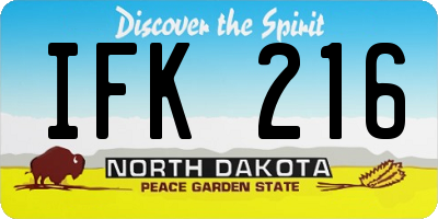 ND license plate IFK216