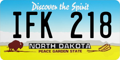 ND license plate IFK218