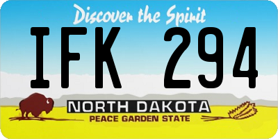 ND license plate IFK294