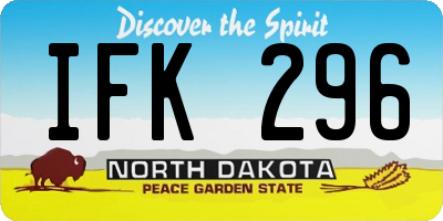 ND license plate IFK296