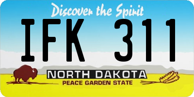 ND license plate IFK311