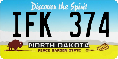 ND license plate IFK374