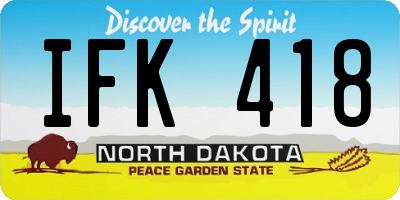 ND license plate IFK418