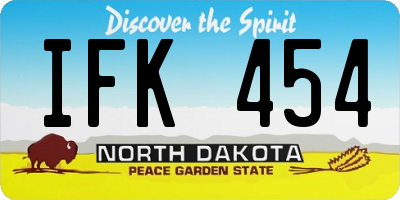 ND license plate IFK454