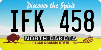 ND license plate IFK458