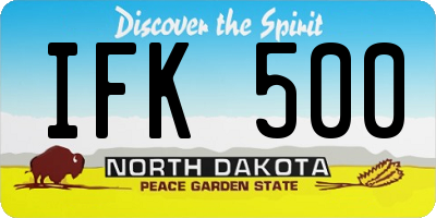ND license plate IFK500