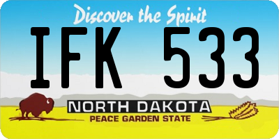 ND license plate IFK533