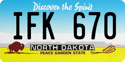 ND license plate IFK670