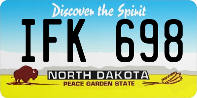 ND license plate IFK698