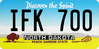 ND license plate IFK700