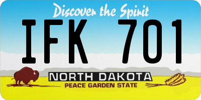 ND license plate IFK701