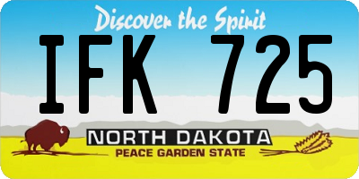 ND license plate IFK725