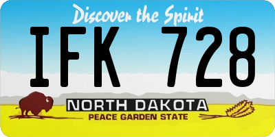ND license plate IFK728