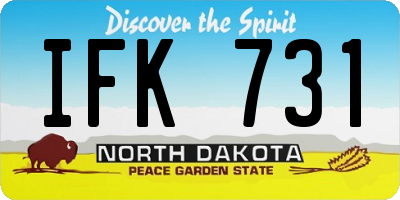 ND license plate IFK731