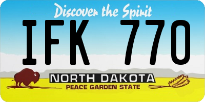 ND license plate IFK770