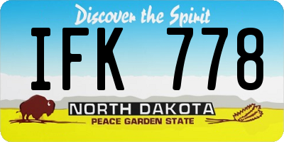 ND license plate IFK778