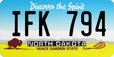 ND license plate IFK794