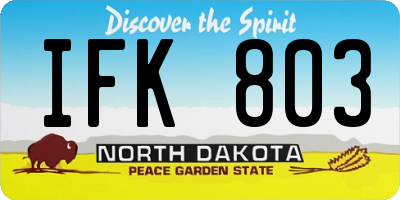 ND license plate IFK803