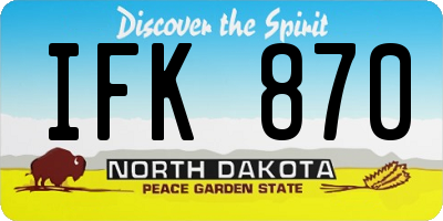 ND license plate IFK870