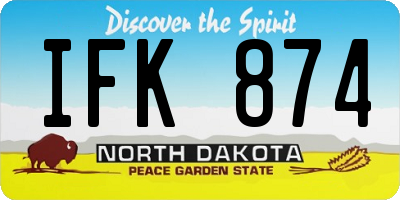 ND license plate IFK874
