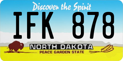 ND license plate IFK878
