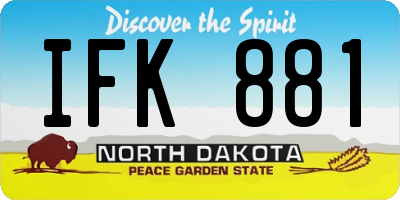 ND license plate IFK881