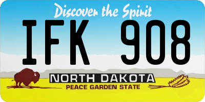ND license plate IFK908