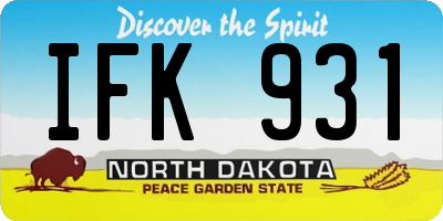 ND license plate IFK931