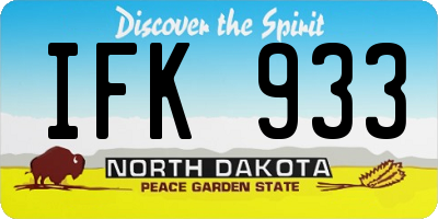 ND license plate IFK933