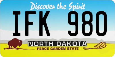 ND license plate IFK980
