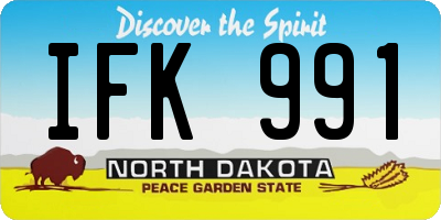 ND license plate IFK991
