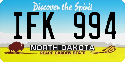 ND license plate IFK994