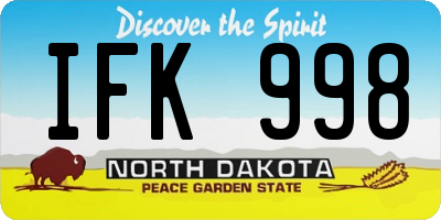 ND license plate IFK998