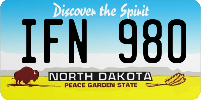 ND license plate IFN980