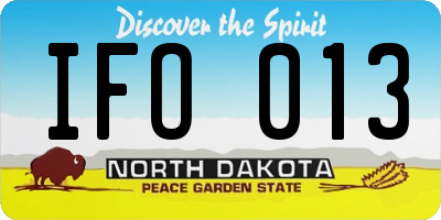 ND license plate IFO013
