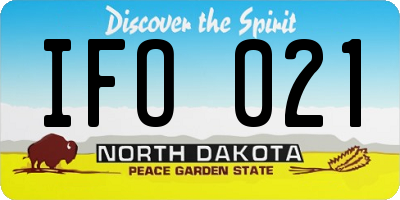 ND license plate IFO021