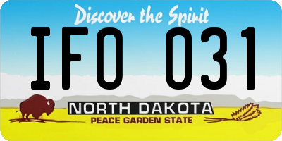 ND license plate IFO031